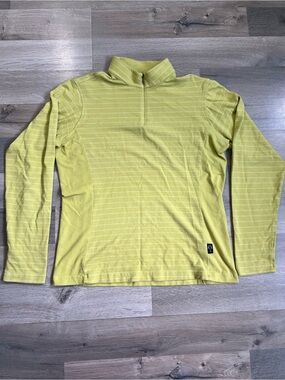 Lime Green Striped Half-Zip Knit Top